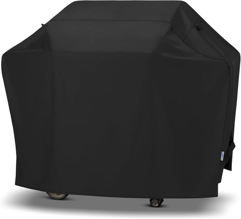 SunPatio Gas Grill Cover 60 Inch, Outdoor Heavy Duty Waterproof Barbecue Gas Cover, UV and Fade Resistant, All Weather Protection Compatible for Weber Charbroil Brinkmann Grills and More, Black - Image 1